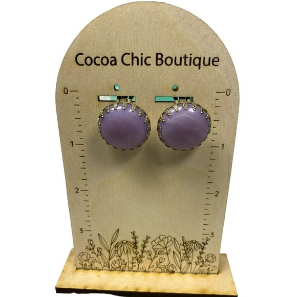 3 pair Vintage Purple, White, and Blue Enamel MCM Clip on Earrings - Picture 2 of 5